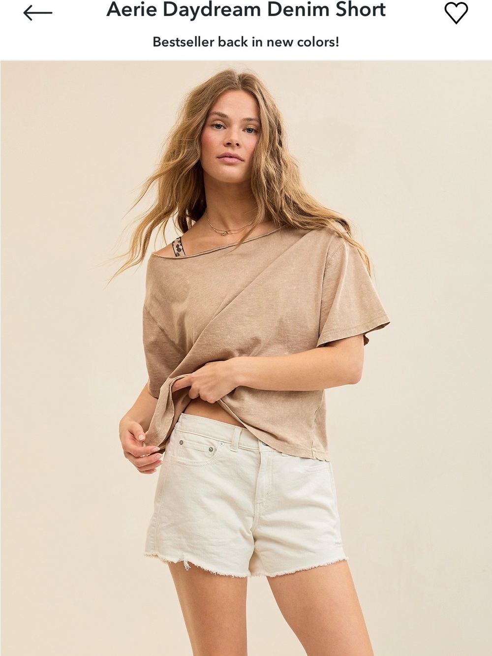 NWT Aerie Daydream Denim Short in Natural Size Small